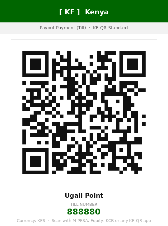 Ugali Point Safaricom · Lipa na M-Pesa · Kenya merchant QR code